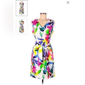 Ellen Tracy casual dress tropical flowers size 8